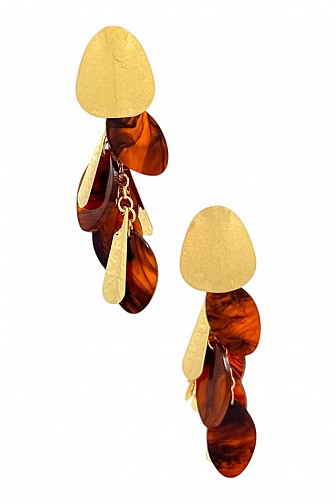 TORTOISE OVAL CLUSTER DANGLE DROP EARRINGS