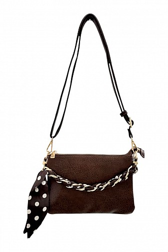POLKA DOT SCARF CHAIN MINI CROSSBODY BAG