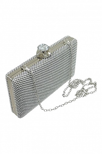 RHINESTONE CRYSTAL CLASP EVENING BOX CLUTCH