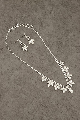 2 PCS FLORAL RHINESTONE NECKLACE SET
