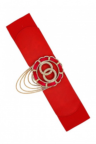 DOUBLE CIRCLE WITH RHINESTONE DRAPE ELASTIC BELT, 3
