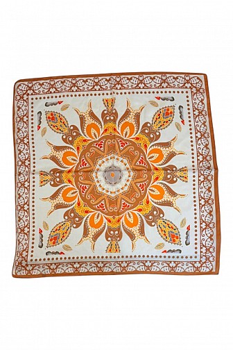 BOHO MANDALA PRINT SILKY SQUARE NECKERCHIEF SCARF