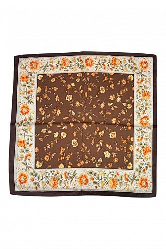 VINTAGE FLORAL PRINT SILKY SQUARE NECKERCHIEF SCARF