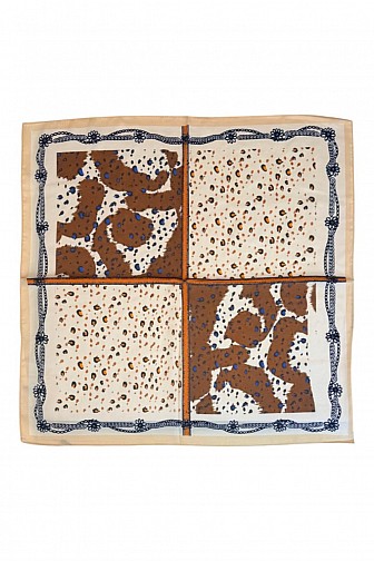 COLORBLOCK LEOPARD PRINT SILKY SQUARE SCARF