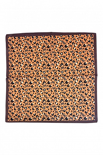 LEOPARD BUTTERFLY PRINT SILKY SQUARE NECKERCHIEF SCARF