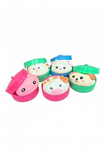 ANIMAL STEAMED BUN DIM SUM SQUISHY TOY IN STEAMER