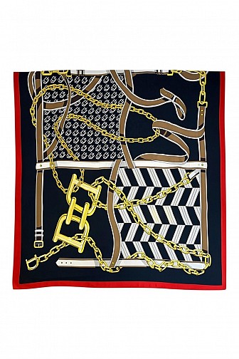 CHAIN BELT CHEVRON PRINT OBLONG SCARF WRAP