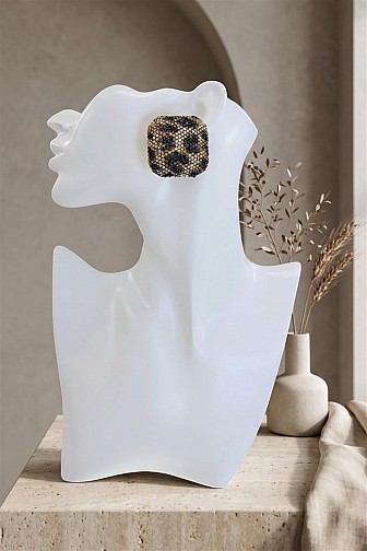 PAVE CRYSTAL LEOPARD PRINT SQUARE POST STUD EARRINGS