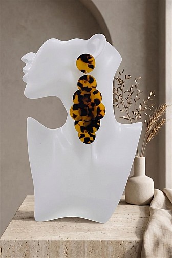 TIERED CASCADE RESIN DISC DANGLE STATEMENT EARRINGS