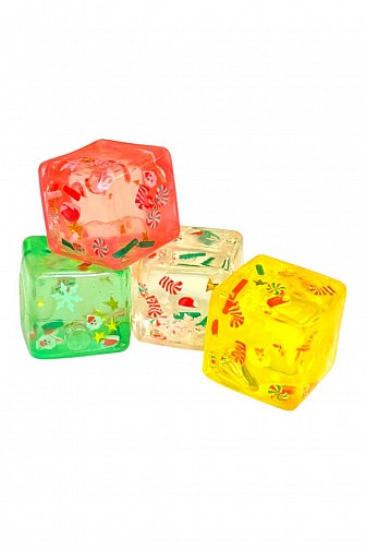 CHRISTMAS CUBE SQUEEZE BALL SQUISHY FIDGET TOY 4-PACK - 12PCS