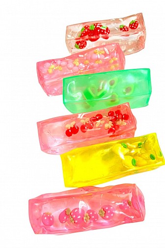FRUIT JELLY BRICK SENSORY SQUEEZE SQUISHY FIDGET TOY - 12PCS