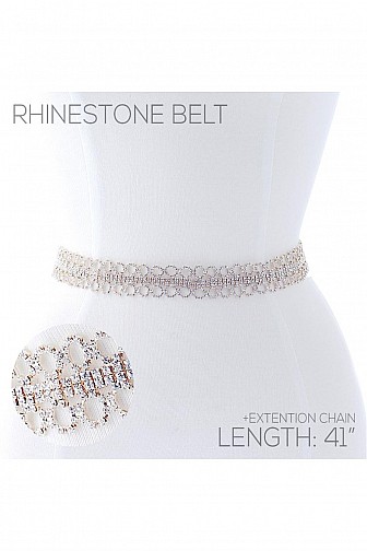 Rhinestone Lace Pattern Chain Waist Belt