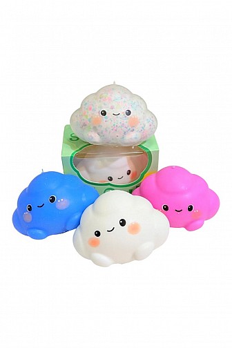 CUTE CLOUD FACE SENSORY SQUEEZE SQUISHY FIDGET TOY -12PCS