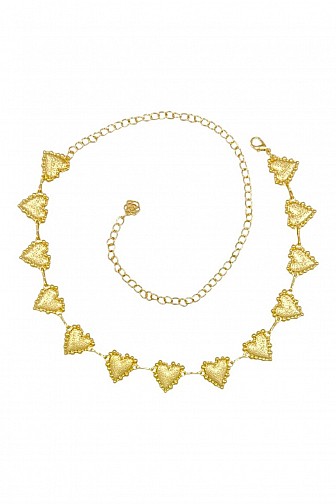 TEXTURED HEART STATION LINK CHAIN WAIST BELT