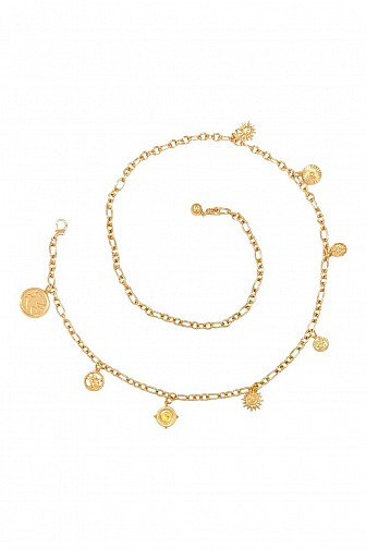 CELESTIAL COIN CHARM FIGARO CHAIN WAIST BELLY BELT