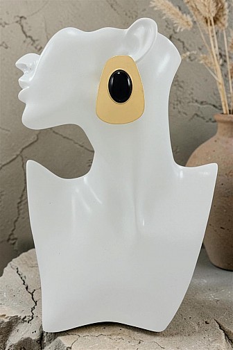 MATTE GOLD SCULPTURAL RESIN CABOCHON STATEMENT POST EARRINGS
