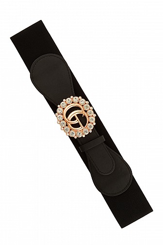 GO with Crystal Buckle Elastic Belt