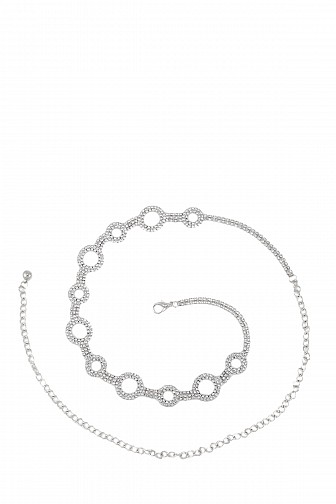 RHINESTONE MULTI CIRCLE LINKED CHAIN BELT