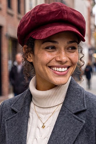 VINTAGE FAUX SUEDE NEWSBOY BAKER BOY CABBIE CAP