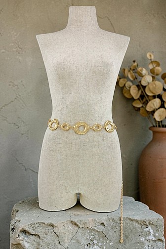 ORGANIC MOLTEN CIRCLE LINK METAL CHAIN BELLY BELT