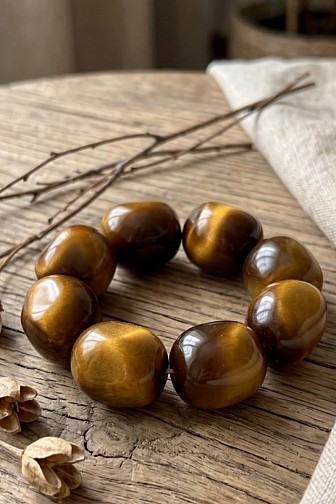 CHUNKY ORGANIC NUGGET BEAD RESIN STRETCH BRACELET