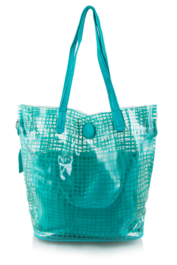 See through tote in extra pouch bag