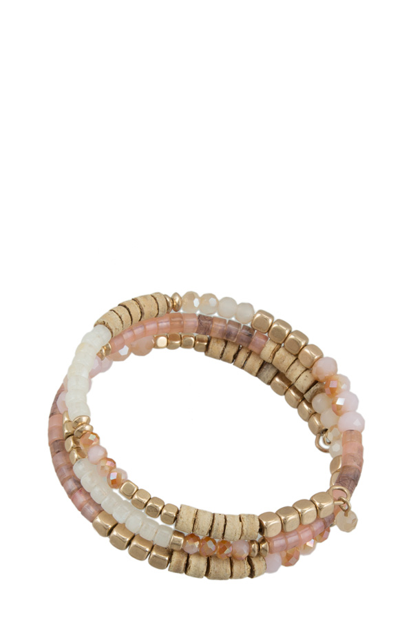 Stone and Wood Beads Wrap Bracelet