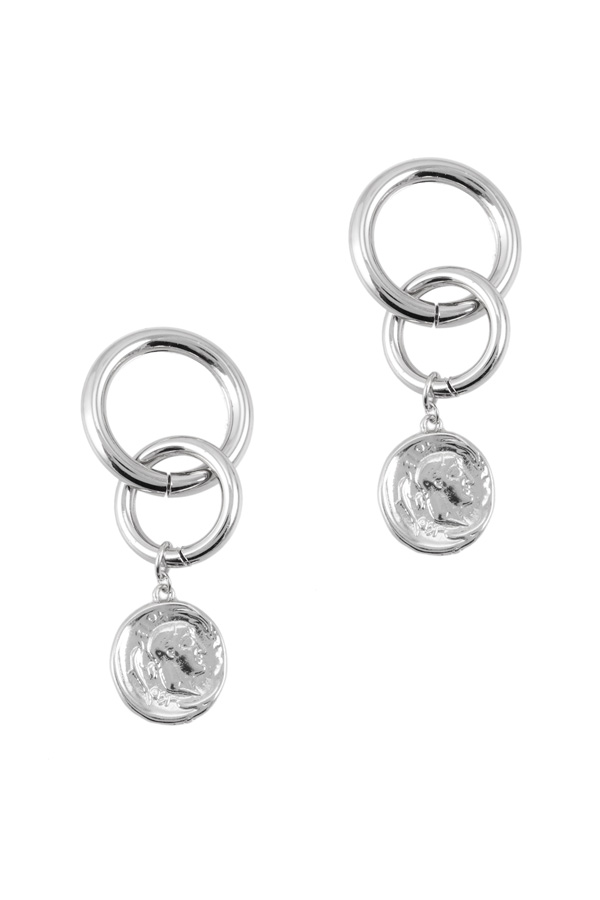 Double Circle with Coin Drop Earring