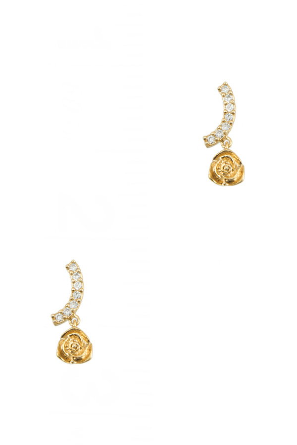 Rose accent CZ earrings