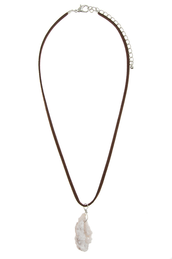 Druzy stone with suede strap necklace