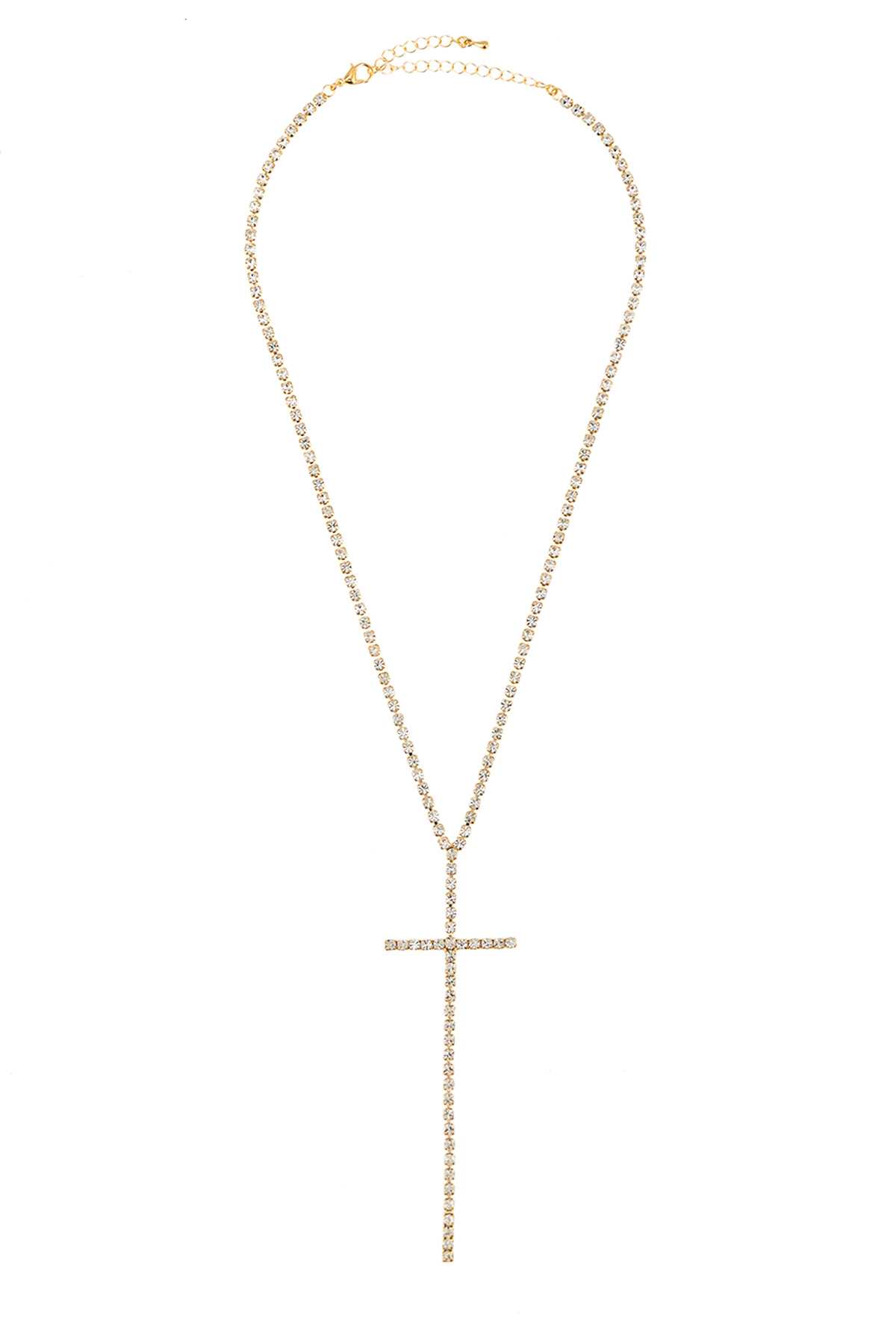 Full Rhinestone Cross Pendant Necklace