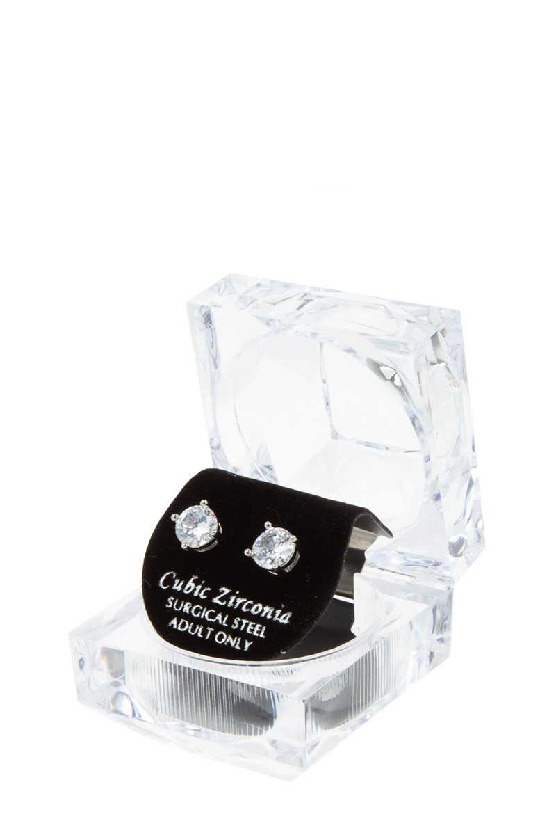 7mm CZ Stud Earrings with Case