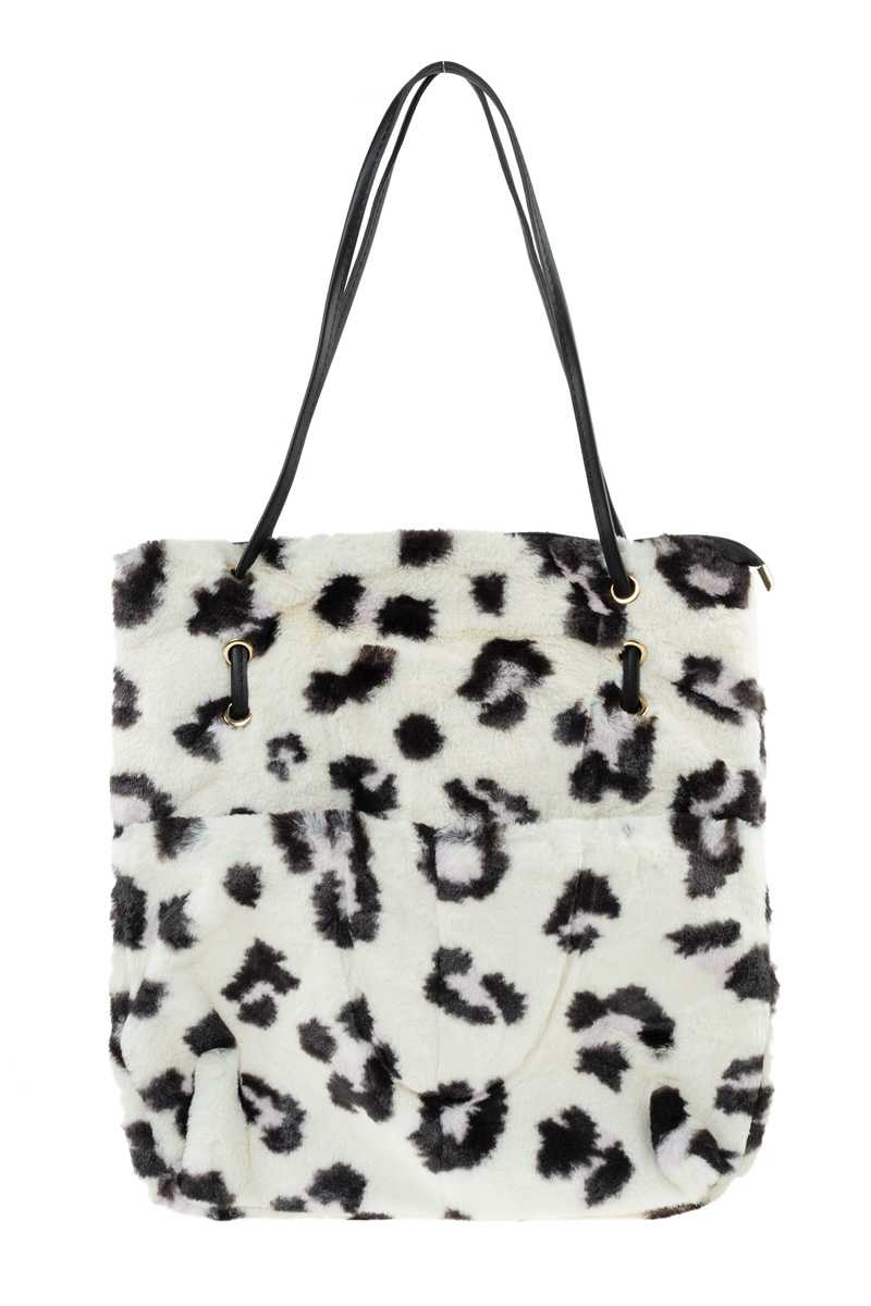 Leopard Print Faux Fur Shoulder Bag