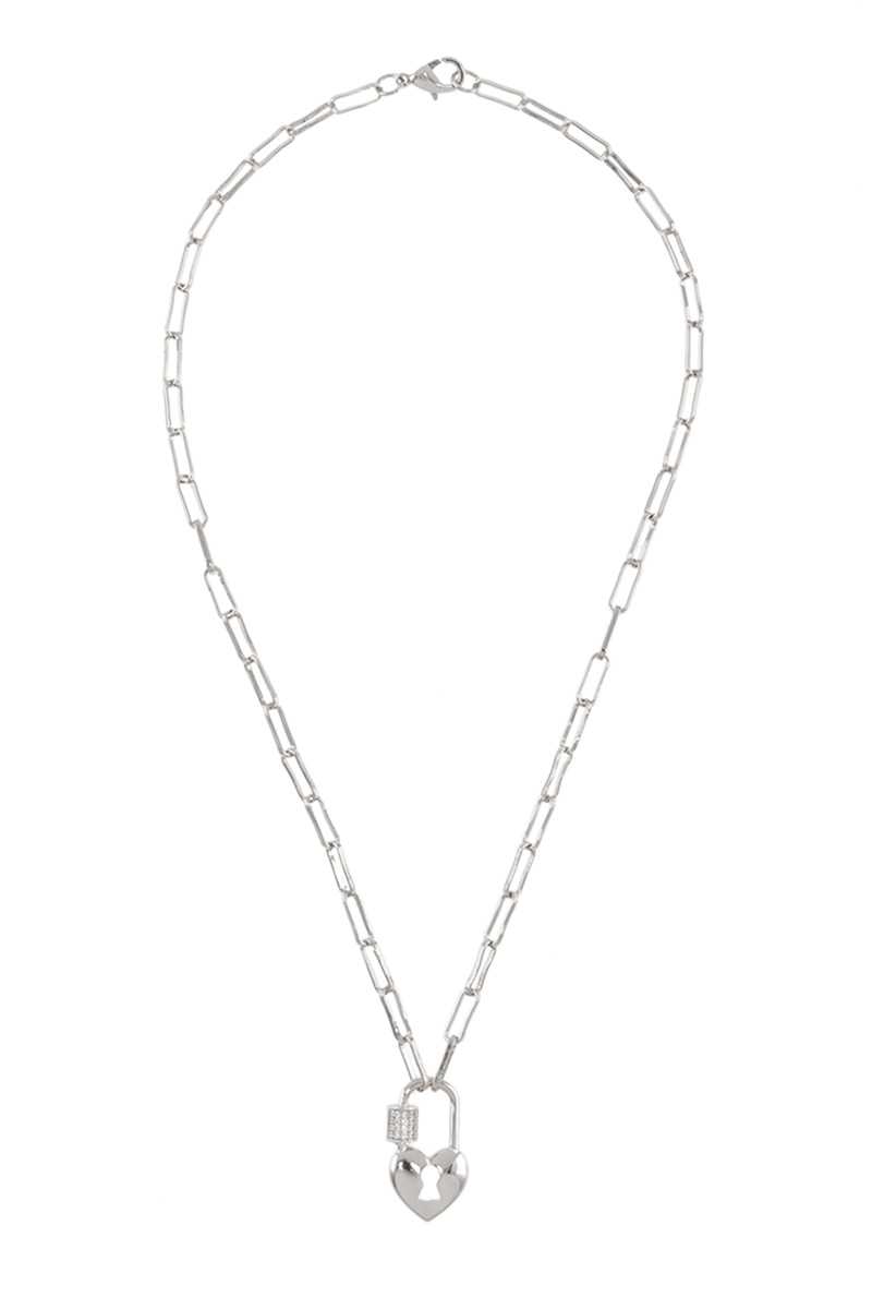 Heart Screw Lock Linked Chain Necklace