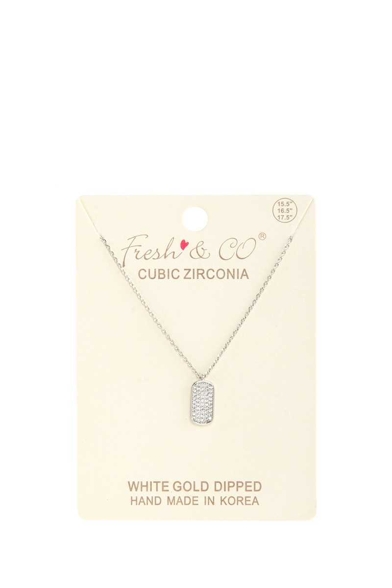 Gold Dipped Cubic Square Pendant Necklace