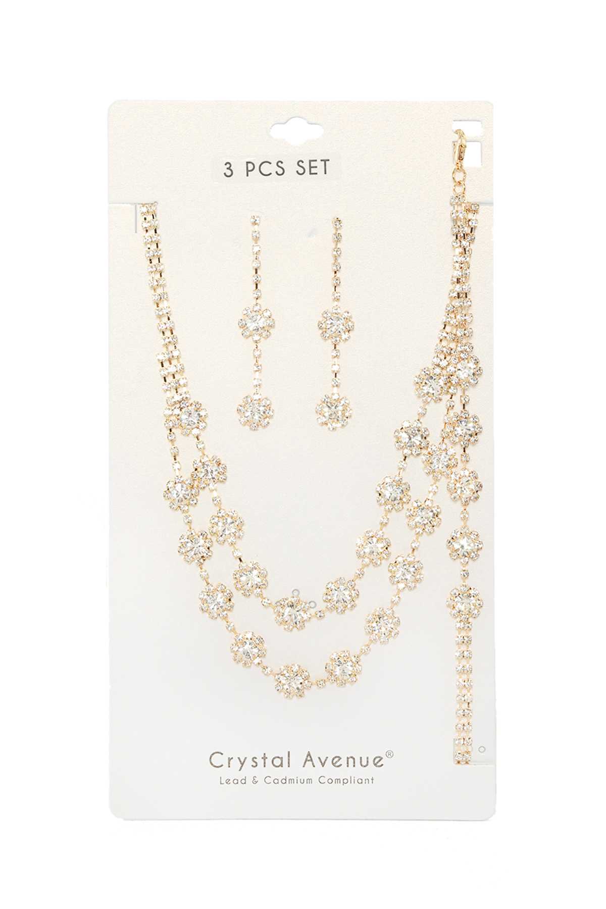 Rhinestone Accent Floral Shape Necklace Set