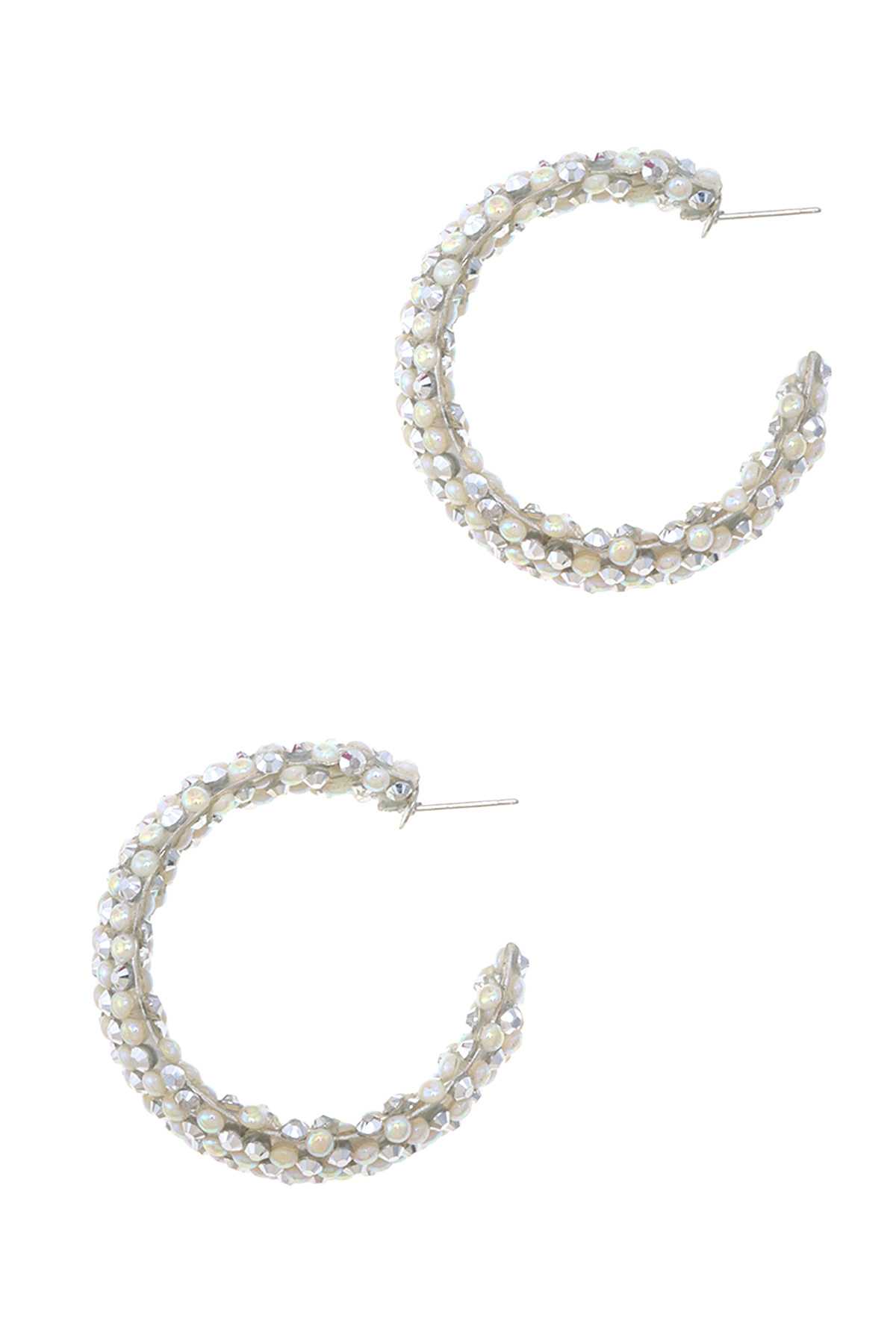 40mm Pearl and Stone Pave Hoop Earring