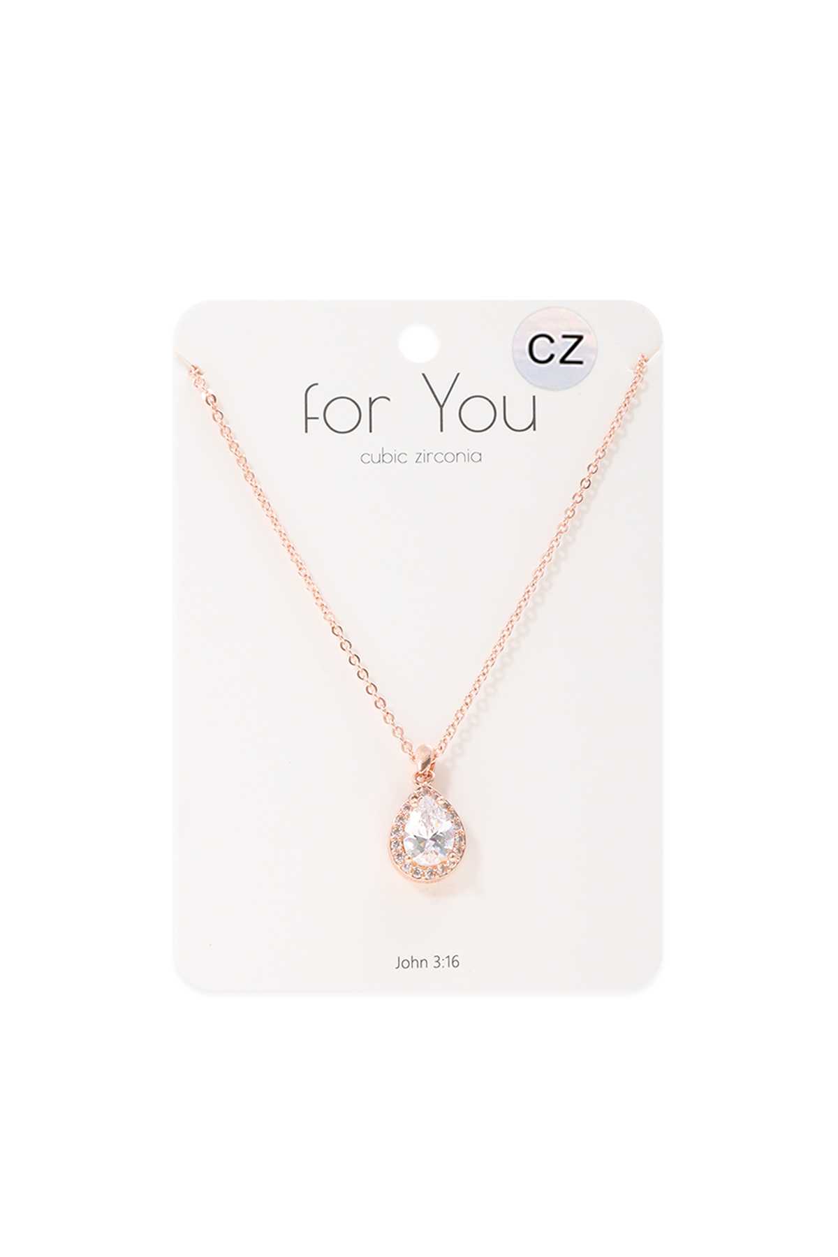 Tear Drop Shaped Crystal Pendant Necklace with Rhinestone Accent