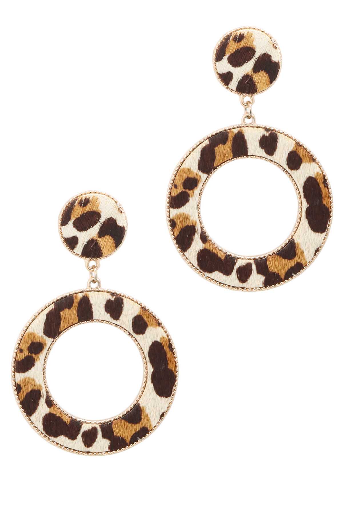 Leopard Circle Dangle Stud Earring