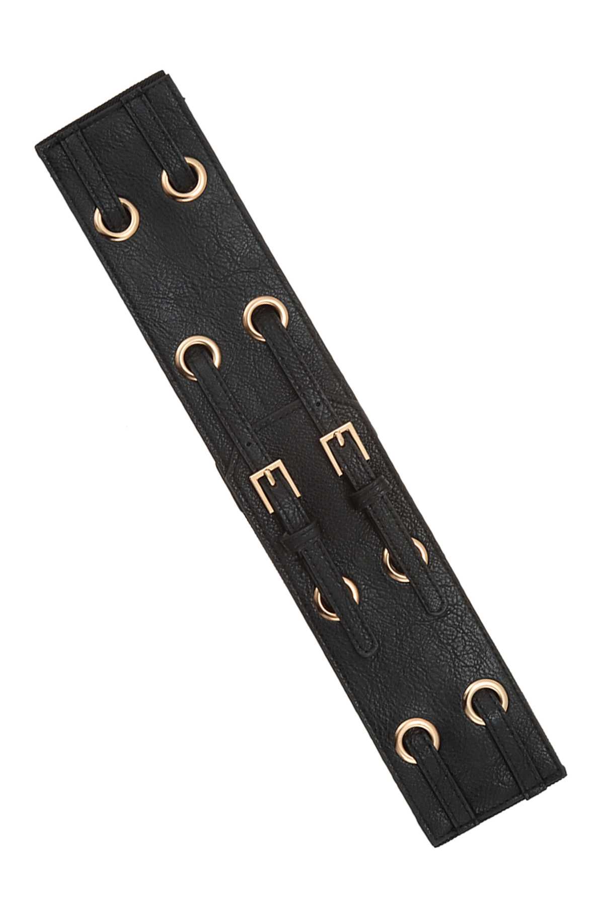 Double Strap Faux Leather Elastic Belt