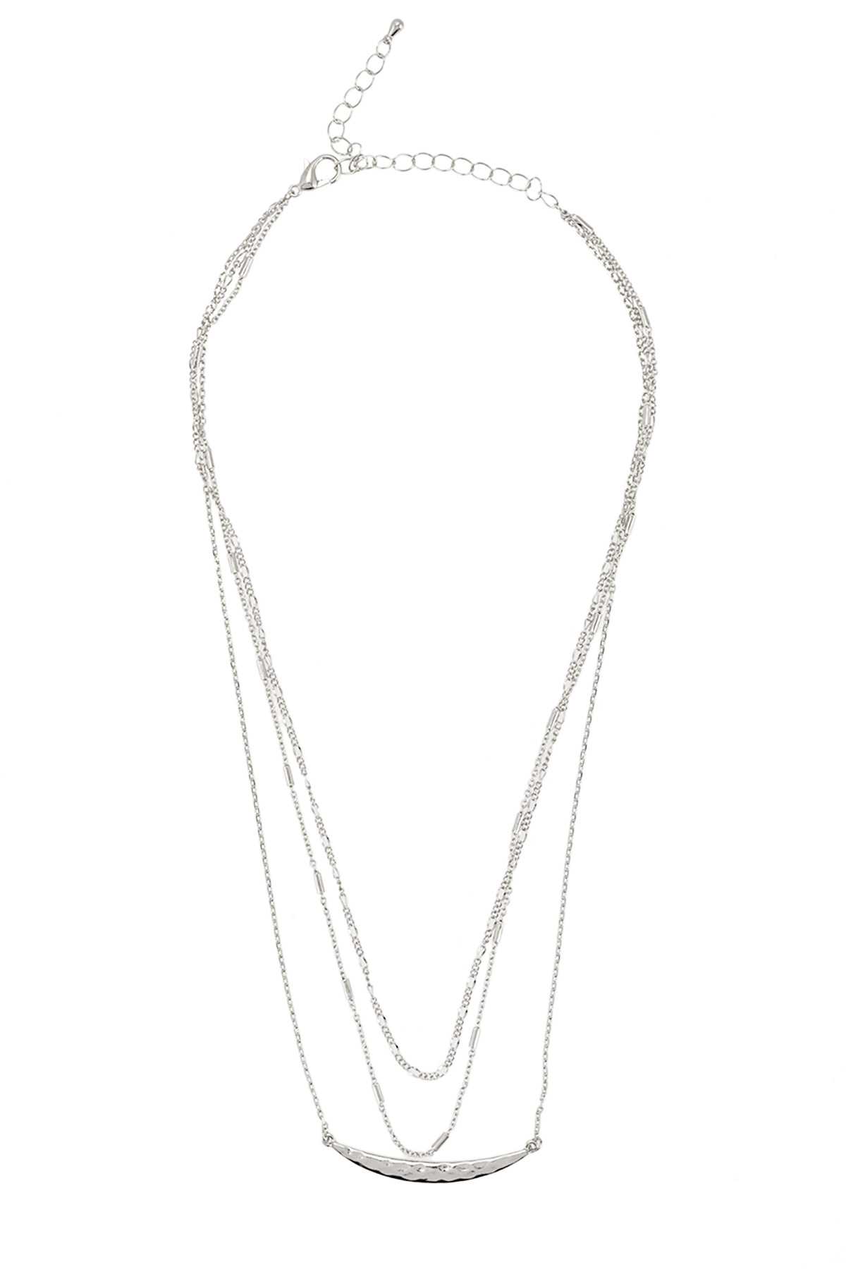 Textured Curvy Bar Chain Layered Necklace
