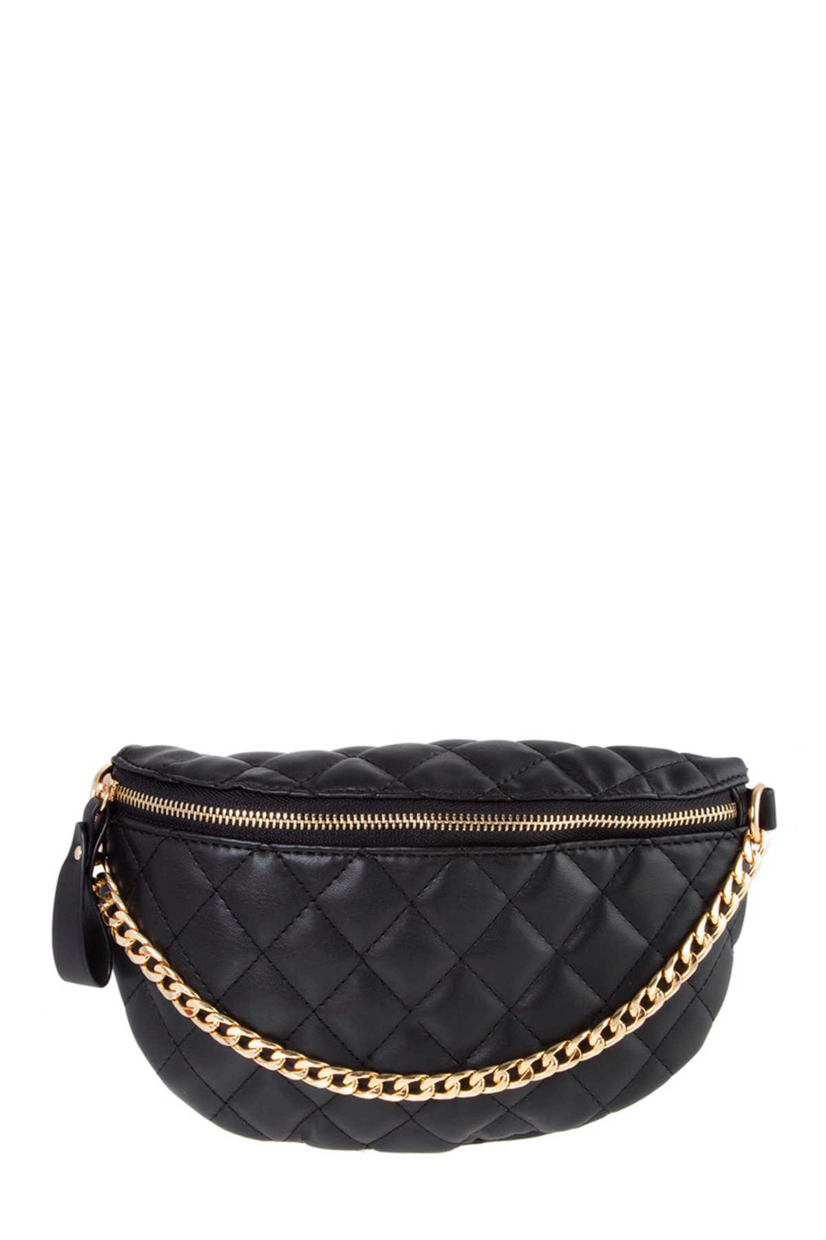 Chain Attached Quilted Fanny Bag