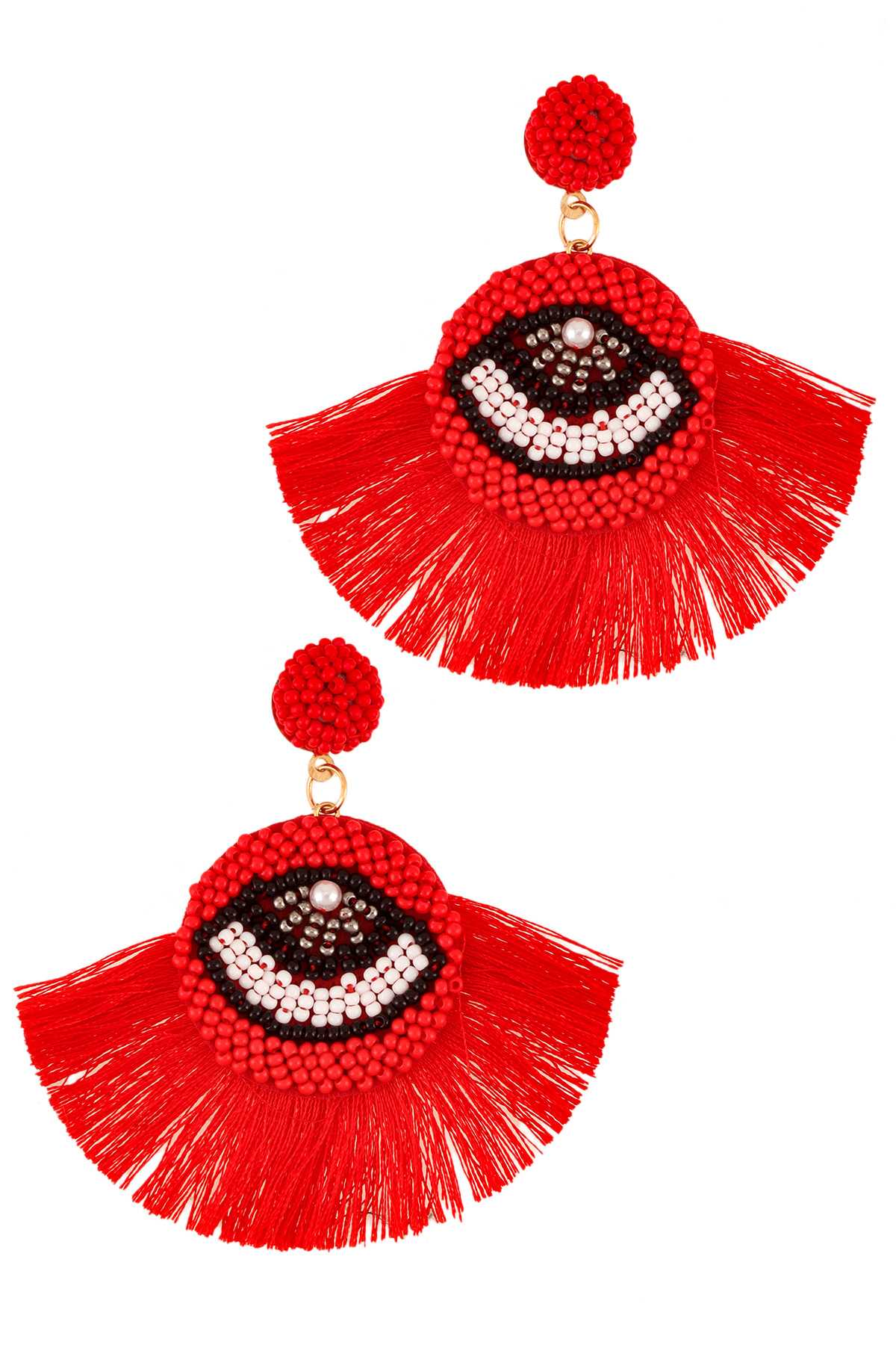 Colorful Evil Eye with Fringe Earring