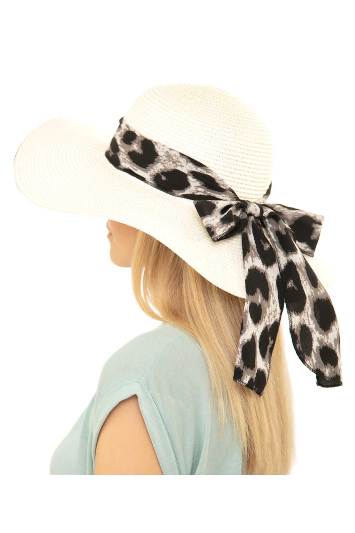 Leopard Print Bow Summer Floppy Hat