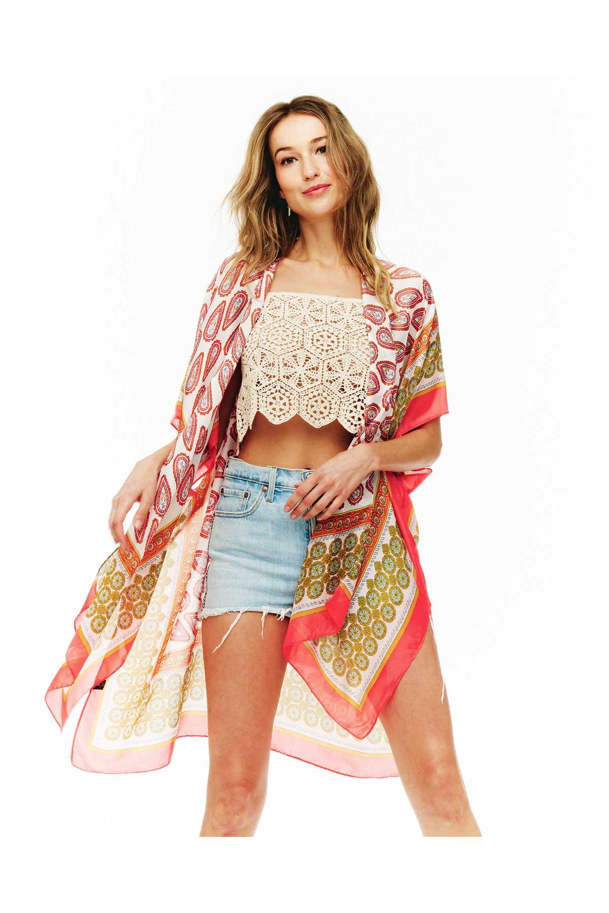 Paisley Printed Silky Kimono