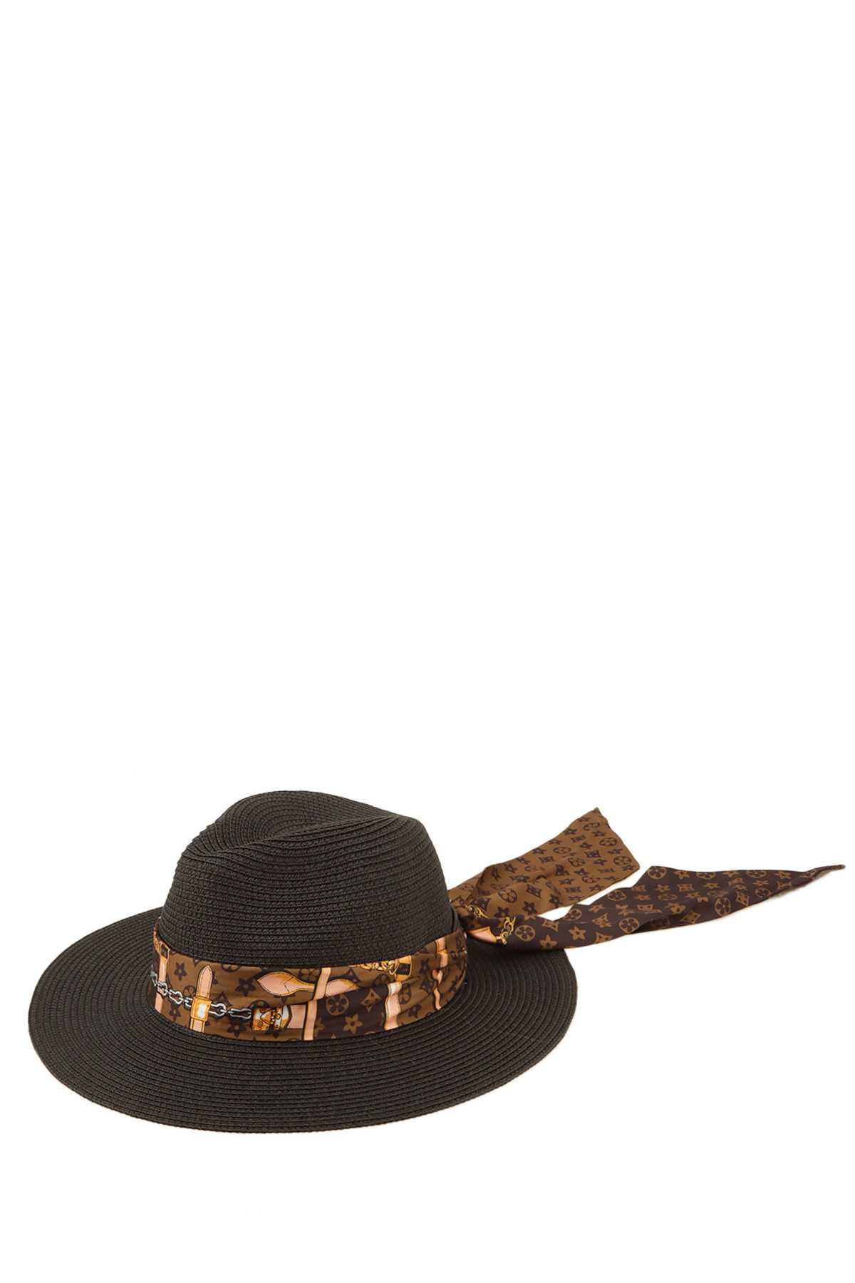 Geometric Chain Scarves Wrap Fedora Straw Hat