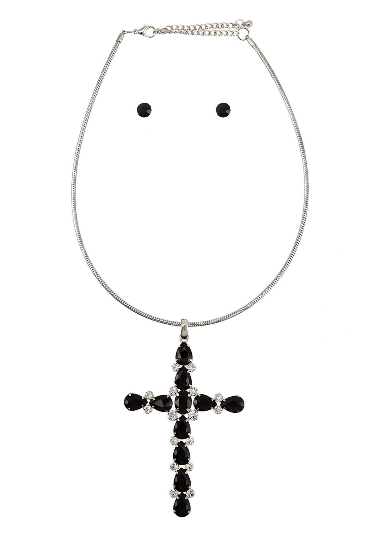 Crystal Cross Charm Collar Necklace