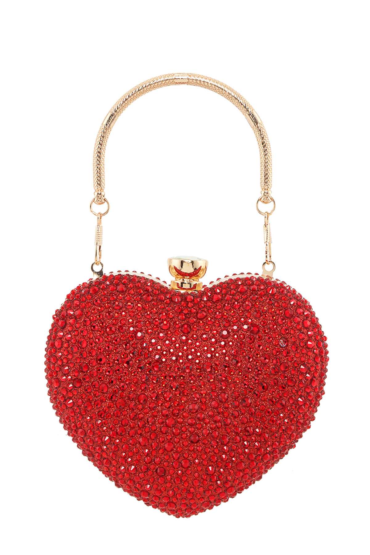 Full Rhinestone Heart Shape Crossbody Bag