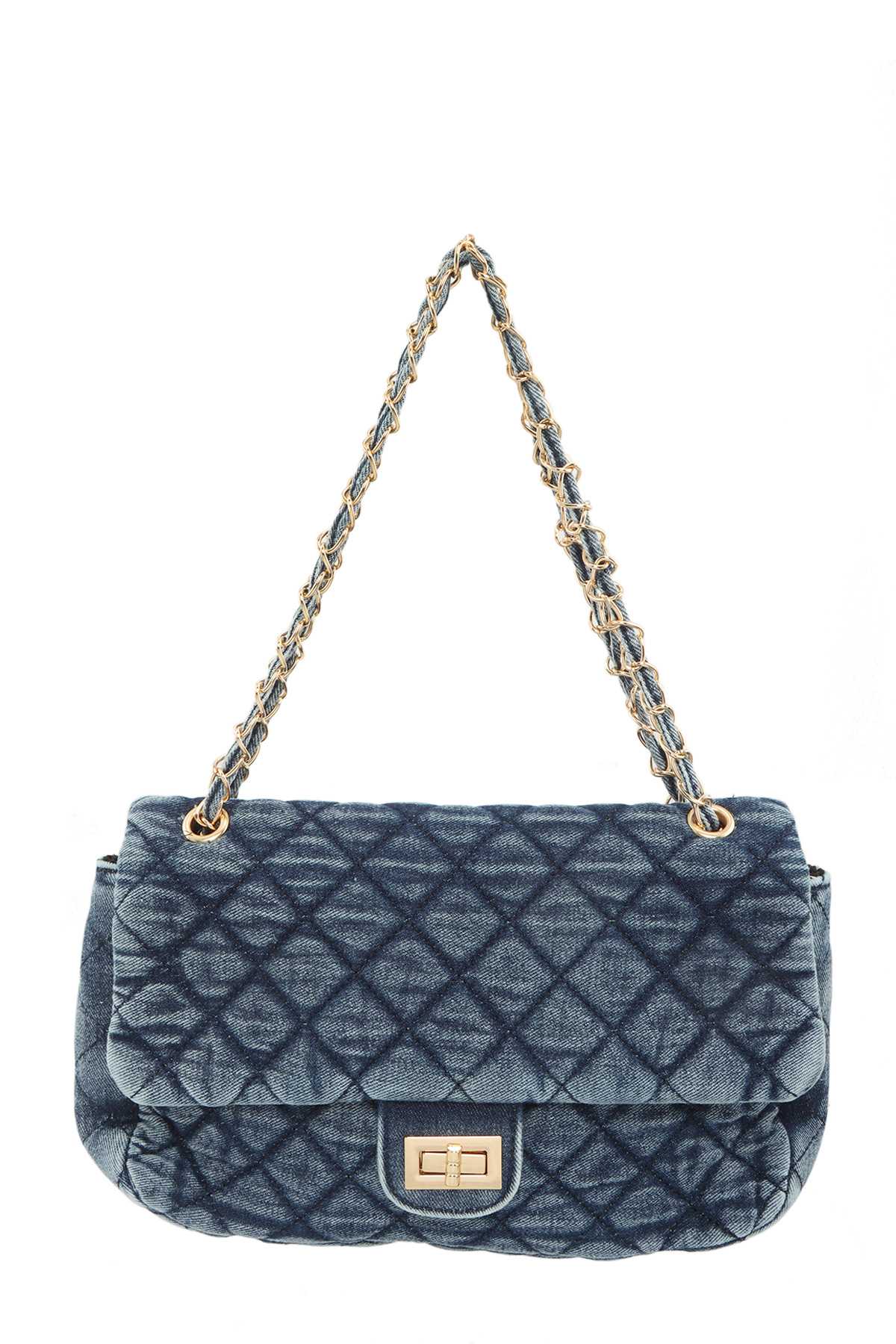 Denim Quilted Shoulder Bag