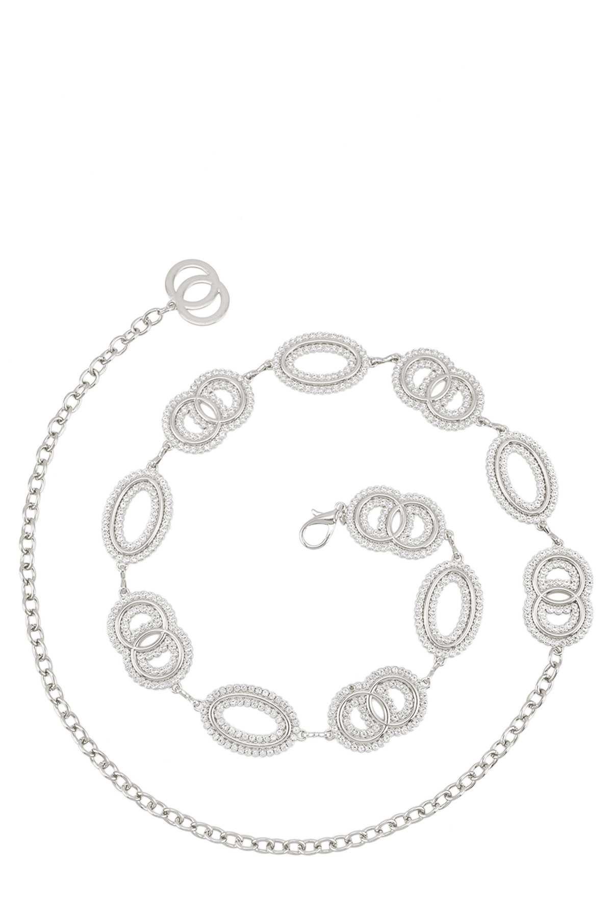 Circle and Double Circle Rhinestone Accent Chain Belt